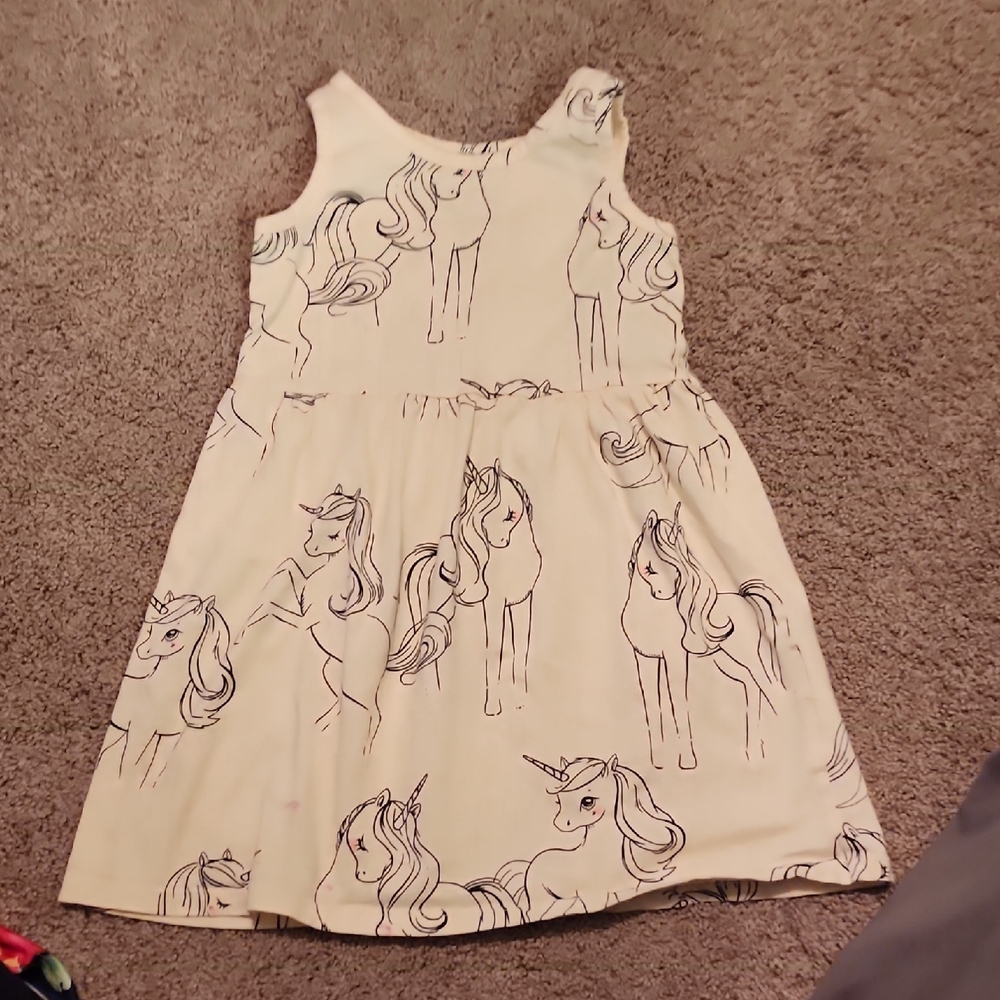H&M Cream Unicorn Print Kids Dress